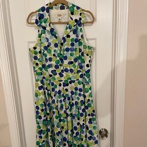 Talbots sleeveless dress. Cotton, lined, full skirted. Sze 16